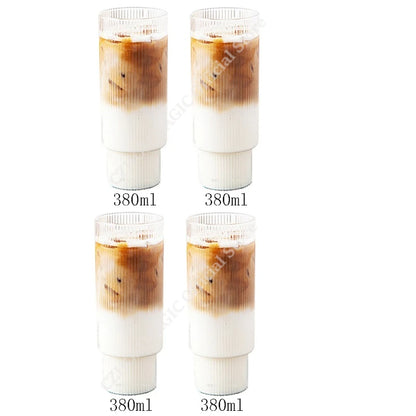 Vintage Ribbed Glass Cups – Heat-Resistant Coffee & Drink Tumblers