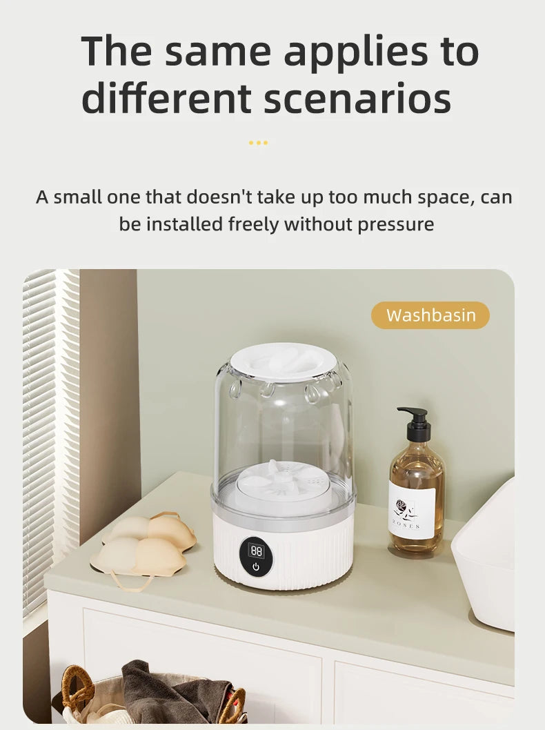 Compact Wireless Mini Washing Machine for Small Loads