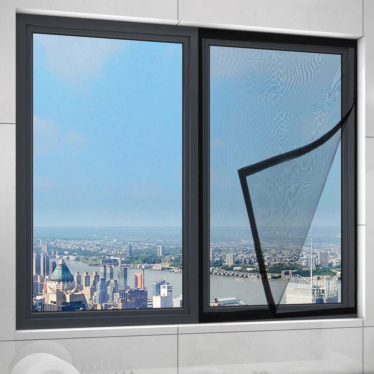 Self-Adhesive Window Insect Screen – Black Mosquito & Fly Mesh Net
