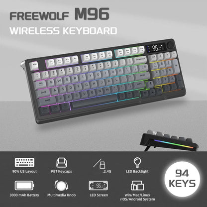 RGB Wireless Gaming Keyboard with Display & Multi-Device Connectivity
