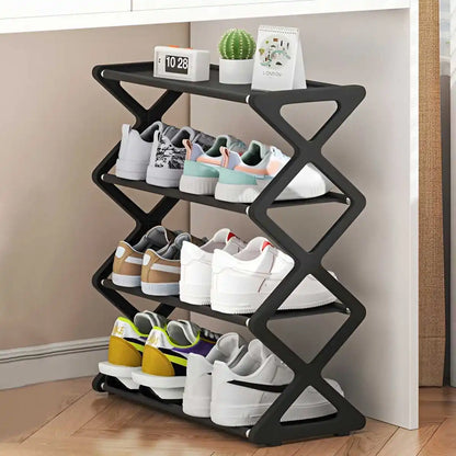 4-Tier X-Shaped Shoe Rack – Space-Saving Storage Organiser