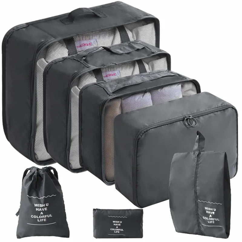7/10-Piece Travel Packing Cube Set – Suitcase Organisers & Shoe Storage Bags