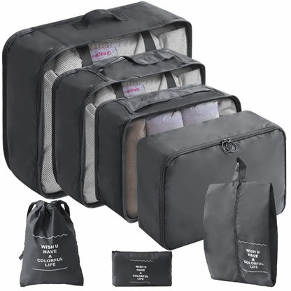 7/10-Piece Travel Packing Cube Set – Suitcase Organisers & Shoe Storage Bags