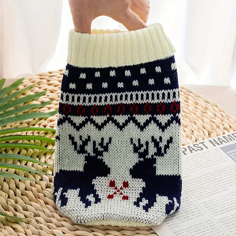 Christmas Knitted Pet Sweater for Dogs & Cats – Festive Winter Jumper for Small Pets