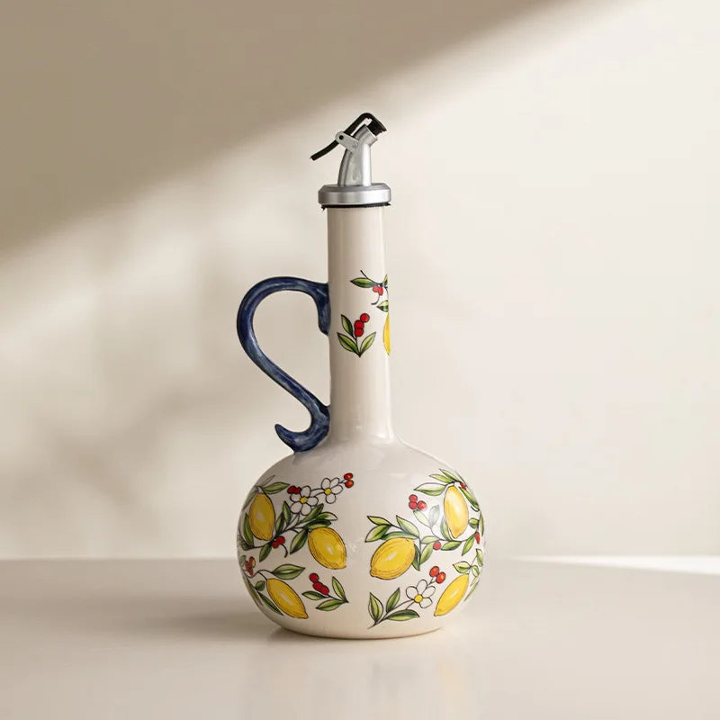 Embossed Ceramic Olive Oil & Vinegar Dispenser 750ml