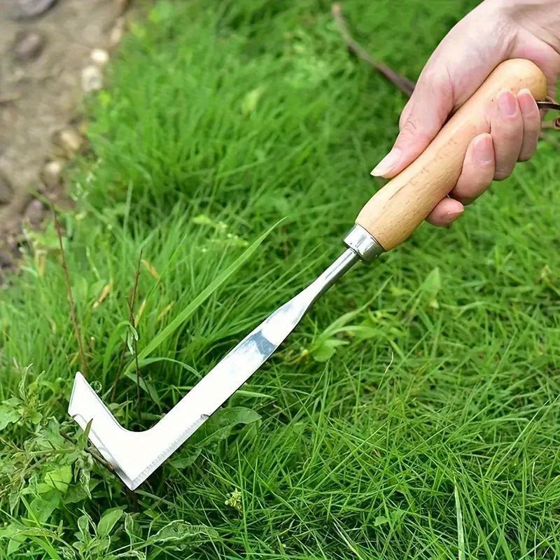 Stainless Steel Weeding Tool – L-Shaped Garden Weed Remover