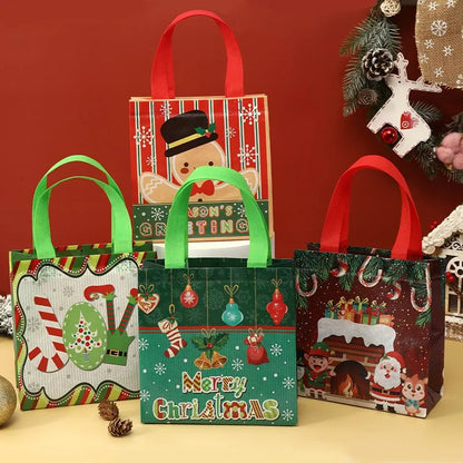 4/8 Pack Christmas Gift Bags – Reusable Non-Woven Santa & Reindeer Tote Bags with Handles