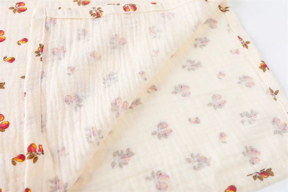 Floral Cotton Muslin Swaddle Blanket – Baby Wrap, Pram Cover & Receiving Blanket