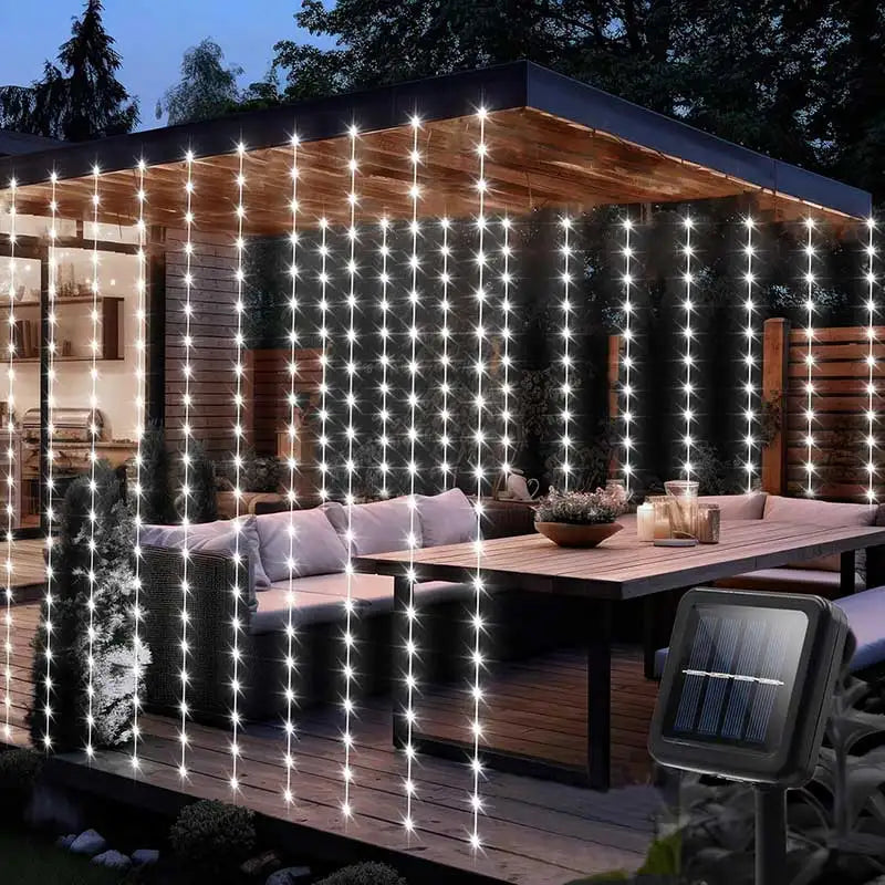 Solar LED Curtain Fairy Lights – Waterproof Outdoor String Lights for Garden & Home Décor