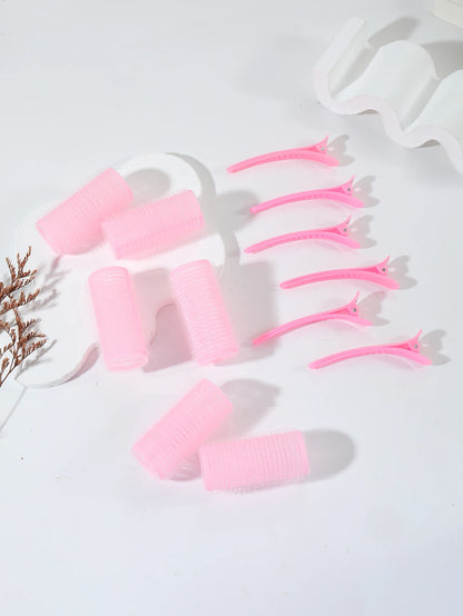 12-Piece Heatless Hair Curler Set – Self-Grip Rollers & Fringe Styling Clips