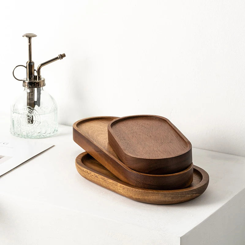 Japanese Style Wooden Serving Tray – Solid Wood Snack, Dessert & Tea Plate