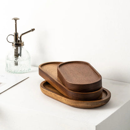 Japanese Style Wooden Serving Tray – Solid Wood Snack, Dessert & Tea Plate