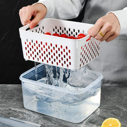6-Piece Fruit & Vegetable Storage Container Set with Removable Colanders – Airtight Fridge Organisers