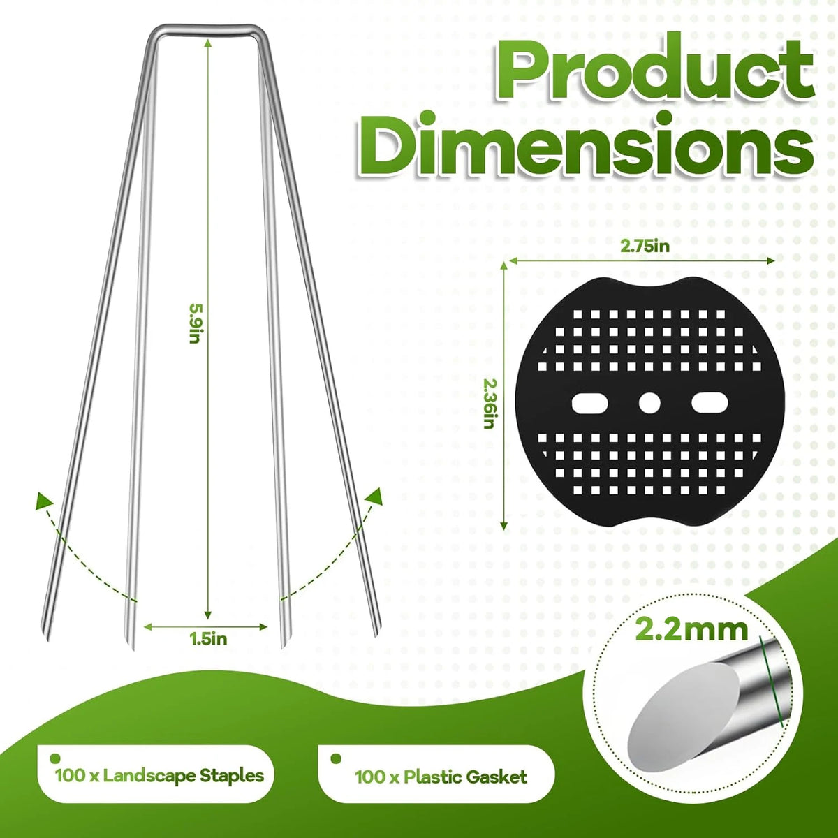 50-200 Pack U-Shaped Garden Ground Pegs with Washers – Landscape Fabric & Netting Pins