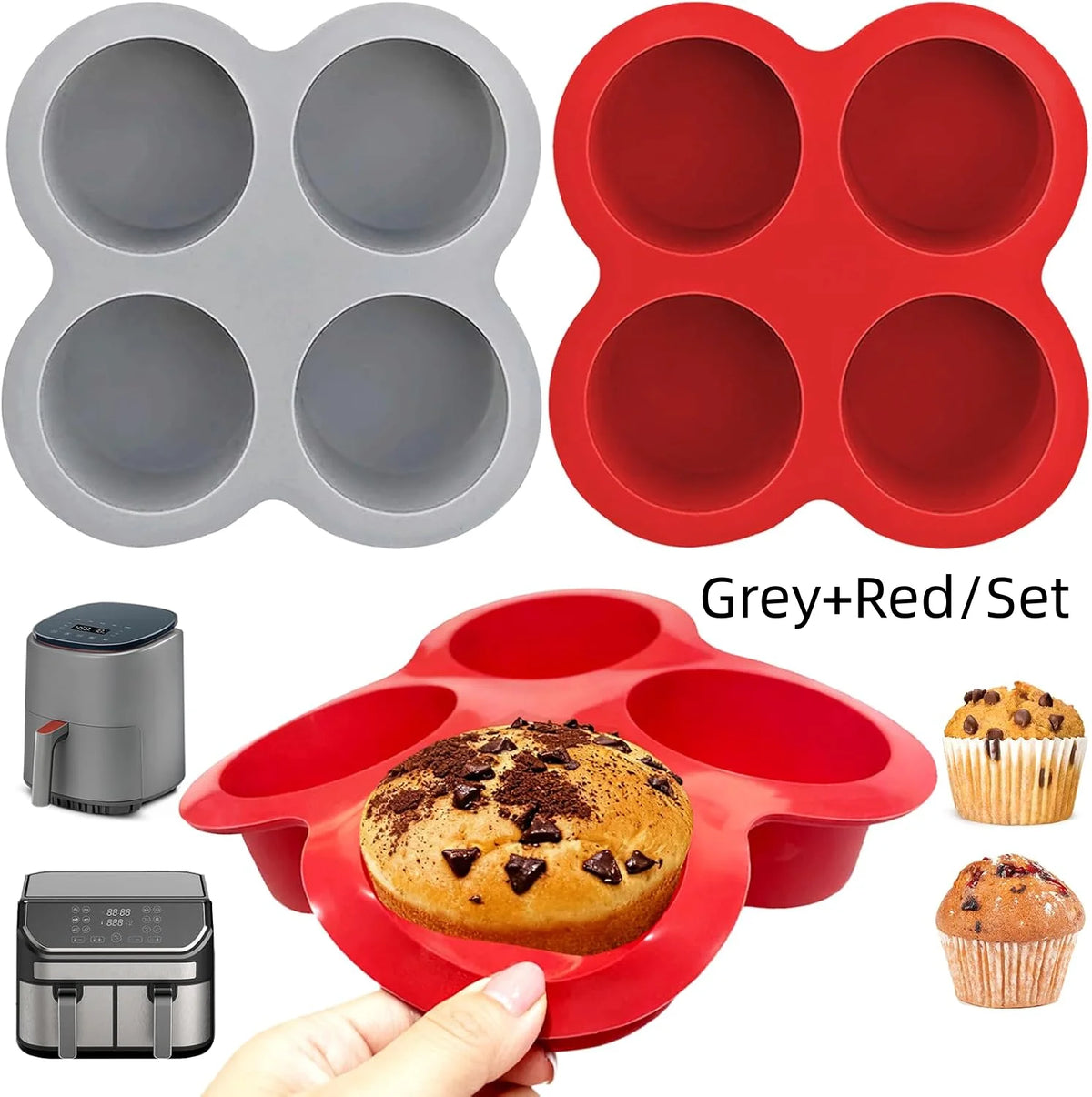 4-Cup Silicone Air Fryer Egg Bite Mould – Non-Stick Muffin & Mini Baking Pan