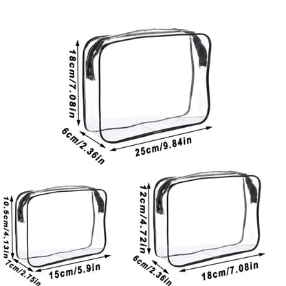 Waterproof Transparent Cosmetic Bag with Zip (3 sizes available)