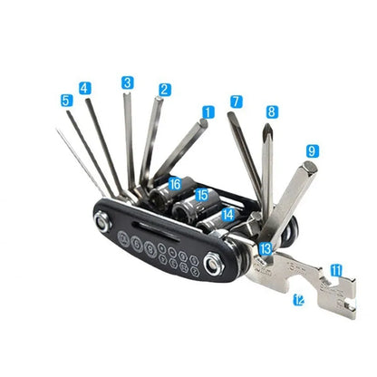 Folding Bike & Motorcycle Repair Tool Kit (16 in 1)