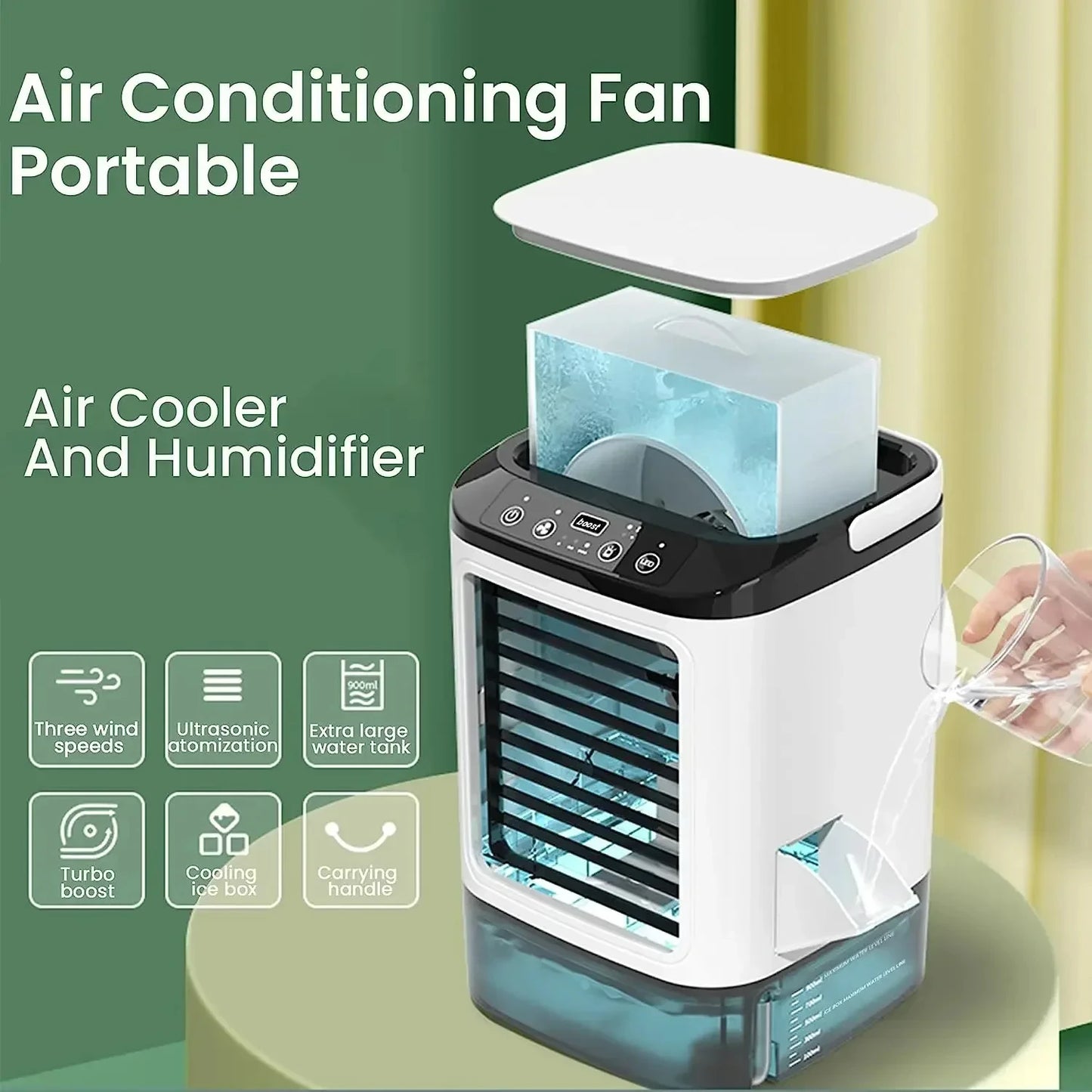 Portable USB Mini Air Cooler – Quiet Desktop Cooling Fan with Humidifier & Mist Spray