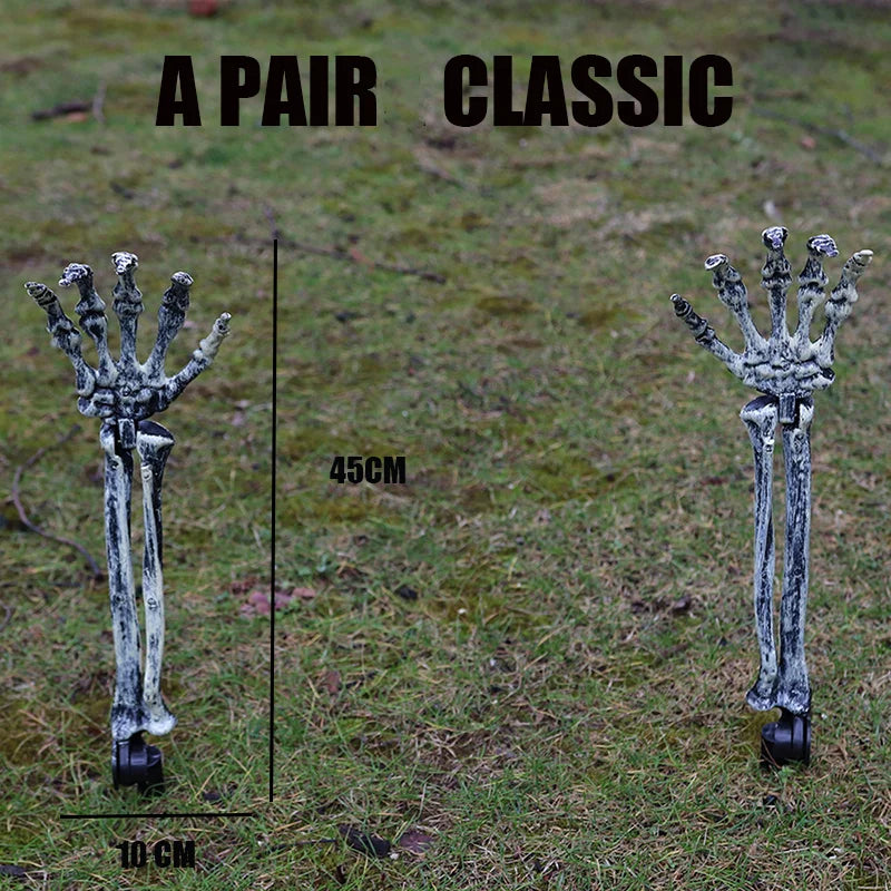 Skeleton Skull & Hands Garden Decoration – Halloween Outdoor Yard Prop