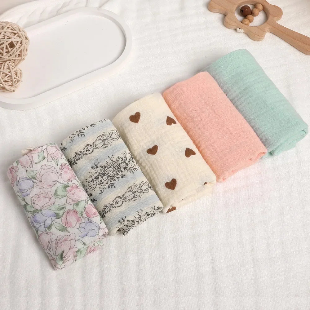 6-Layer Cotton Baby Washcloths – Soft Muslin Burp Cloths & Face Towels (3 or 5 Pack)