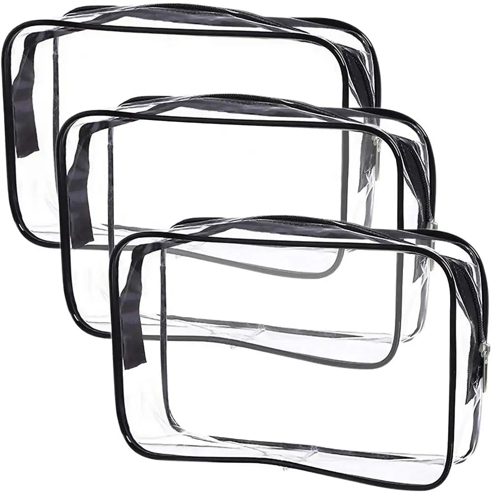 Waterproof Transparent Cosmetic Bag with Zip (3 sizes available)