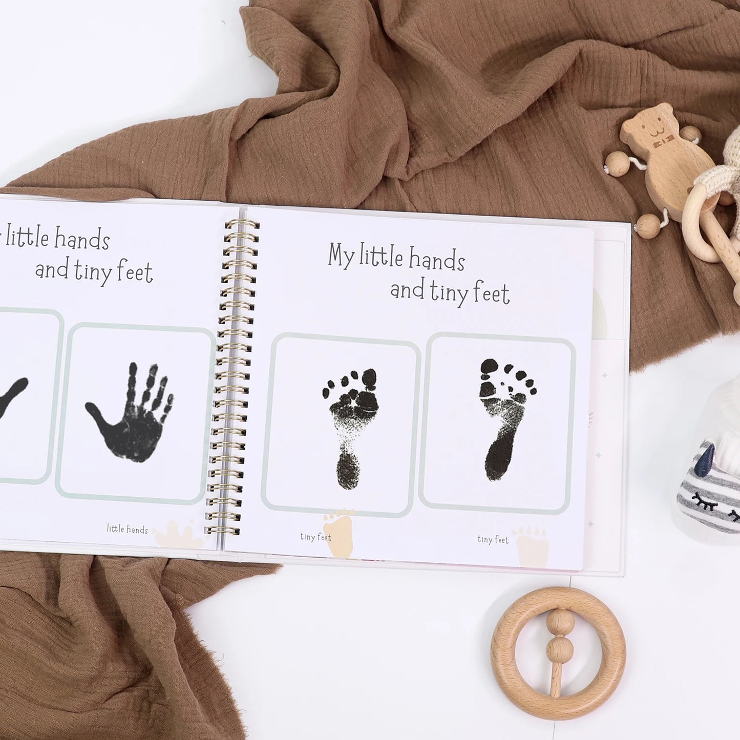 Linen Baby Memory Book – Baby Milestone Journal & Keepsake Album