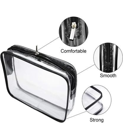 Waterproof Transparent Cosmetic Bag with Zip (3 sizes available)