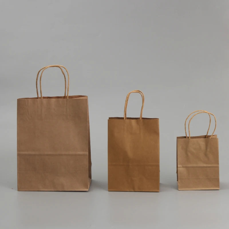 Kraft Paper Shopping Bags with Handles – Brown, White & Black Gift Bags (Small, Medium & Large)