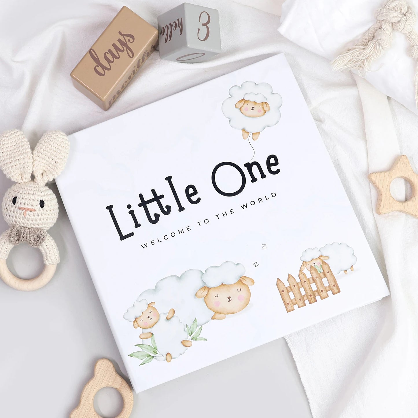Linen Baby Memory Book – Baby Milestone Journal & Keepsake Album
