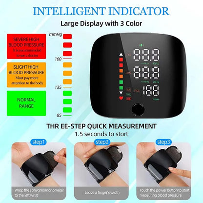 Rechargeable Wrist Blood Pressure Monitor – Digital BP & Voice Display