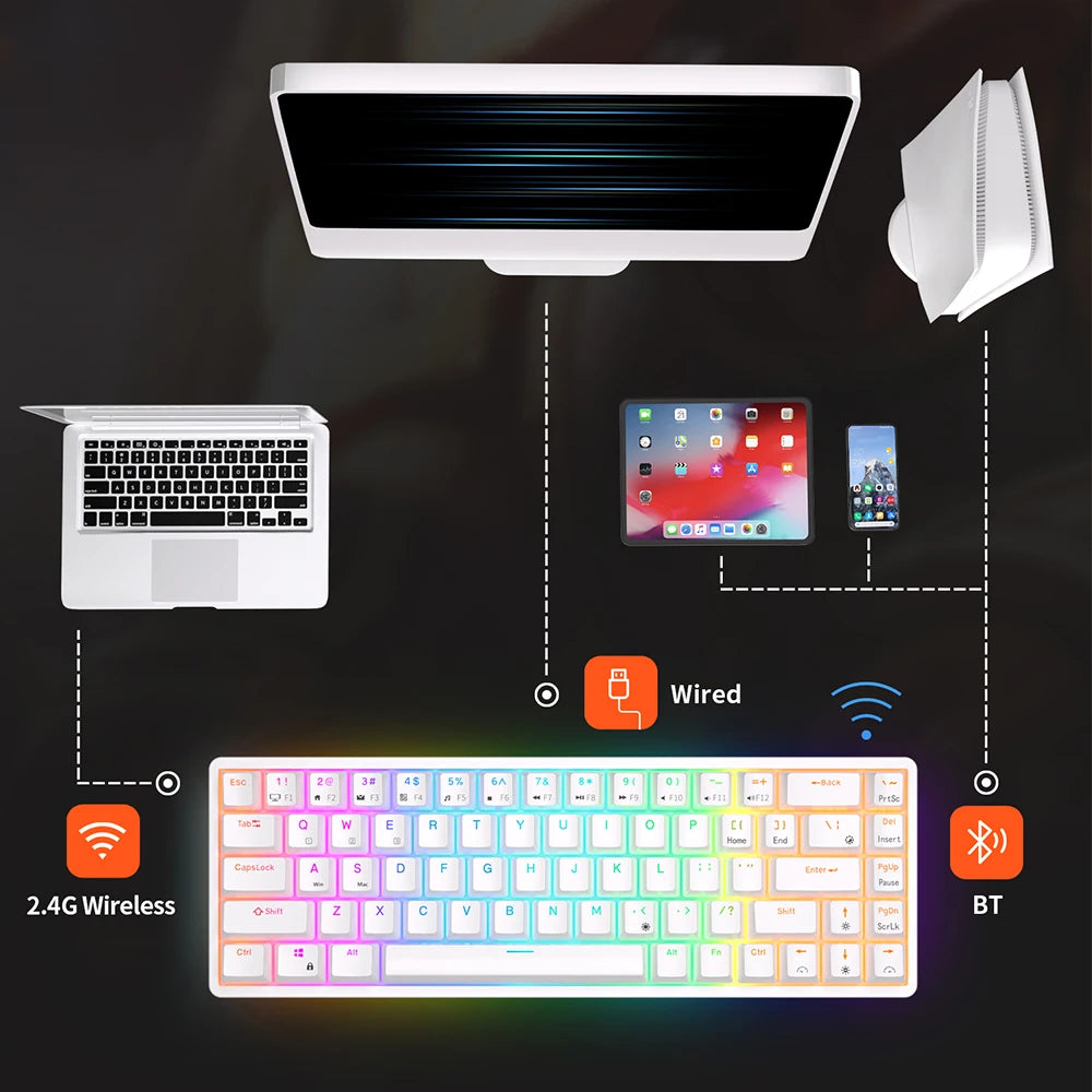 RGB Mechanical Gaming Keyboard – 68 Keys, Hot-Swappable, Wireless