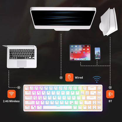 RGB Mechanical Gaming Keyboard – 68 Keys, Hot-Swappable, Wireless