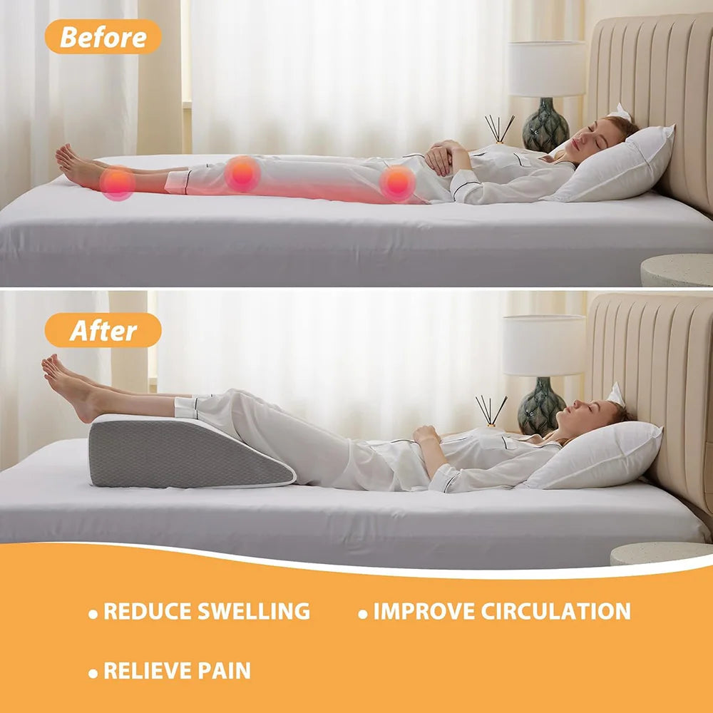 Memory Foam Leg Elevation Pillow – Orthopaedic Leg Wedge Pillow for Sleeping & Recovery