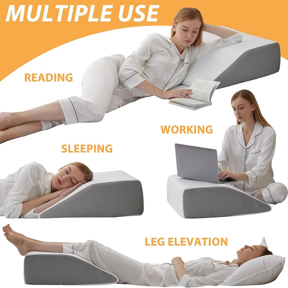 Memory Foam Leg Elevation Pillow – Orthopaedic Leg Wedge Pillow for Sleeping & Recovery