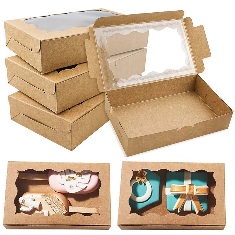 Kraft Paper Gift Boxes with Window – Cake, Candy & Treat Packaging Boxes