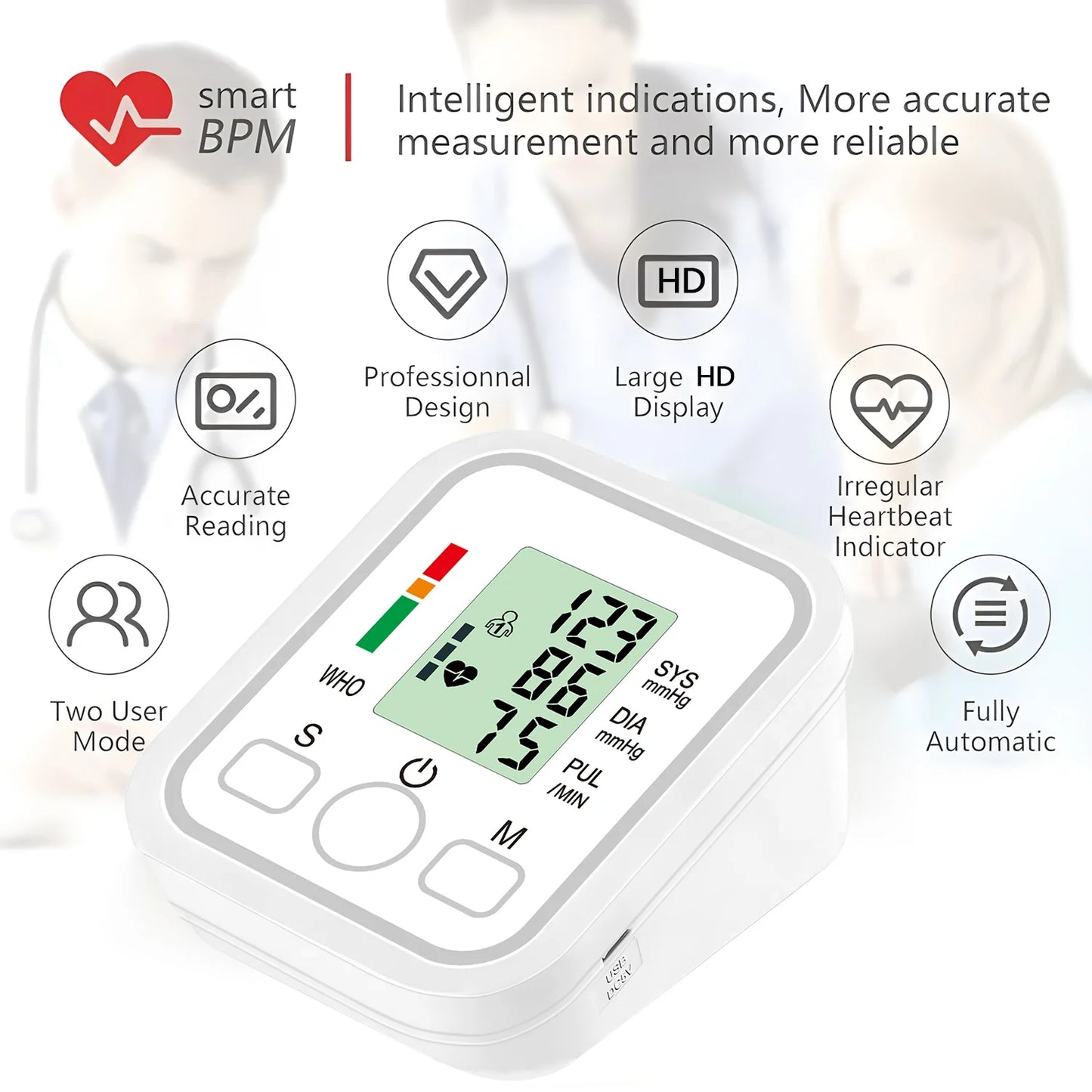 Digital Blood Pressure Monitor – Automatic Upper Arm BP & Pulse Tracker