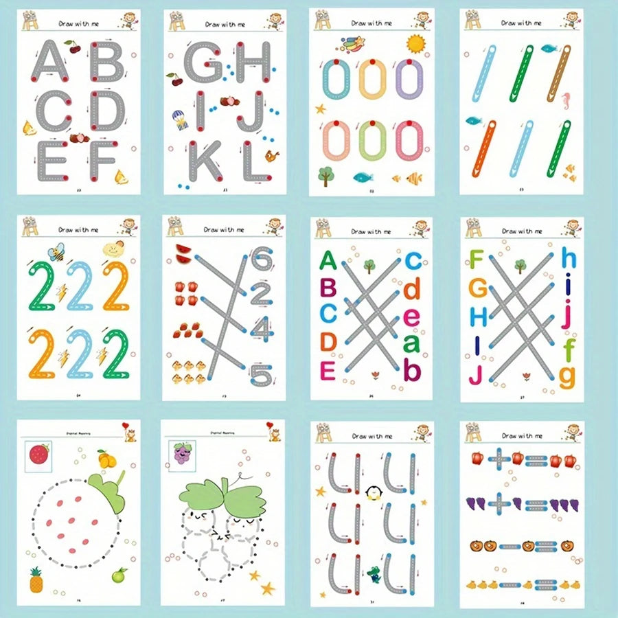 34-Page Reusable Magic Tracing Workbook – Drawing & Pen Control Practice Book
