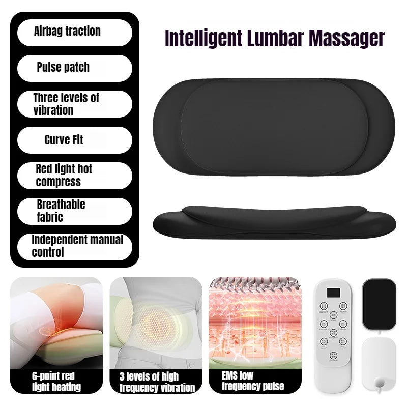 Intelligent Lumbar Massager with features listed on a white background