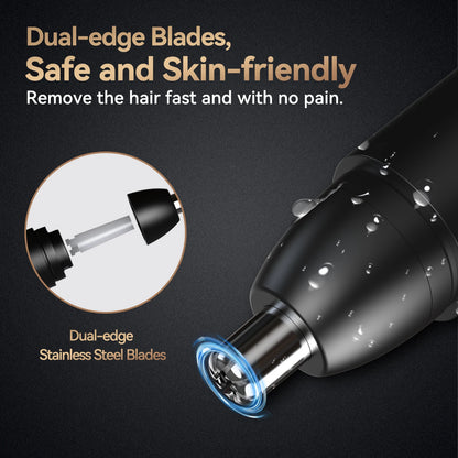 Rechargeable Nose Hair Trimmer with 360° Dual-Blade System