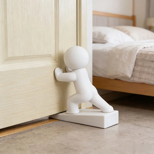 Cute Little Person Door Stopper – Decorative Anti-Slip Door Wedge (1 or 3 Pack)