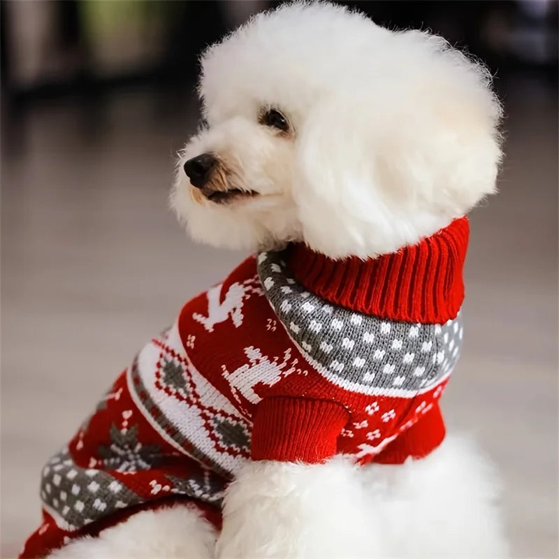 Christmas Knitted Pet Sweater for Dogs & Cats – Festive Winter Jumper for Small Pets