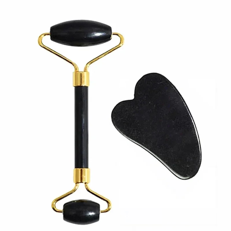 Natural Jade Roller & Gua Sha Set – Facial, Neck & Body Massage Beauty Tools