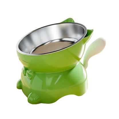 Elevated Tilted Stainless Steel Cat Bowl – Raised Whisker-Friendly Pet Feeder