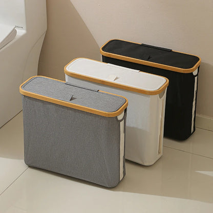 Toilet Paper Storage Basket – Fabric Bathroom Organiser with Lid & Window