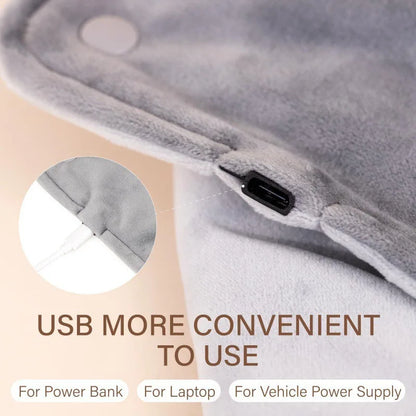 USB Heated Hand Warmer & Lap Blanket – Soft Velvet Electric Heating Shawl for Home & Office