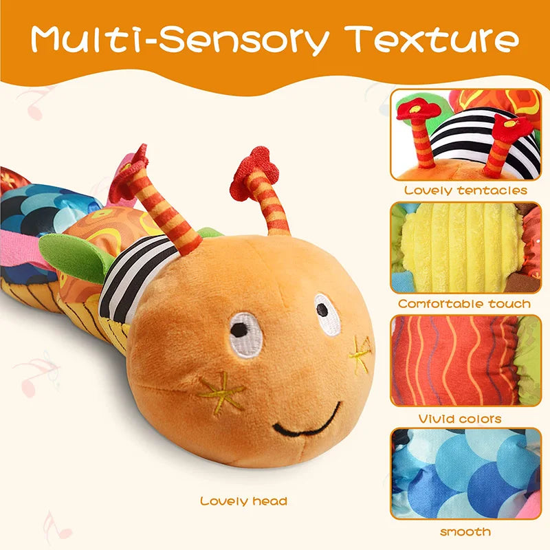 Musical Caterpillar Baby Rattle Toy – Soft Plush Sensory Activity Toy