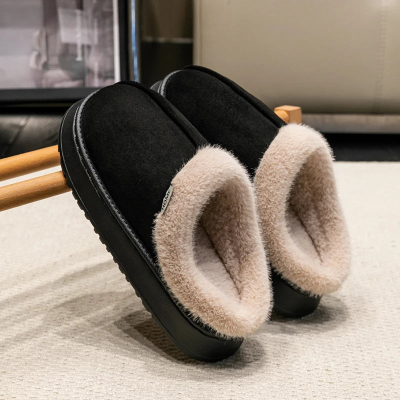 Fluffy Winter Slippers – Warm Fur-Lined Indoor Shoes with Thick Non-Slip Sole