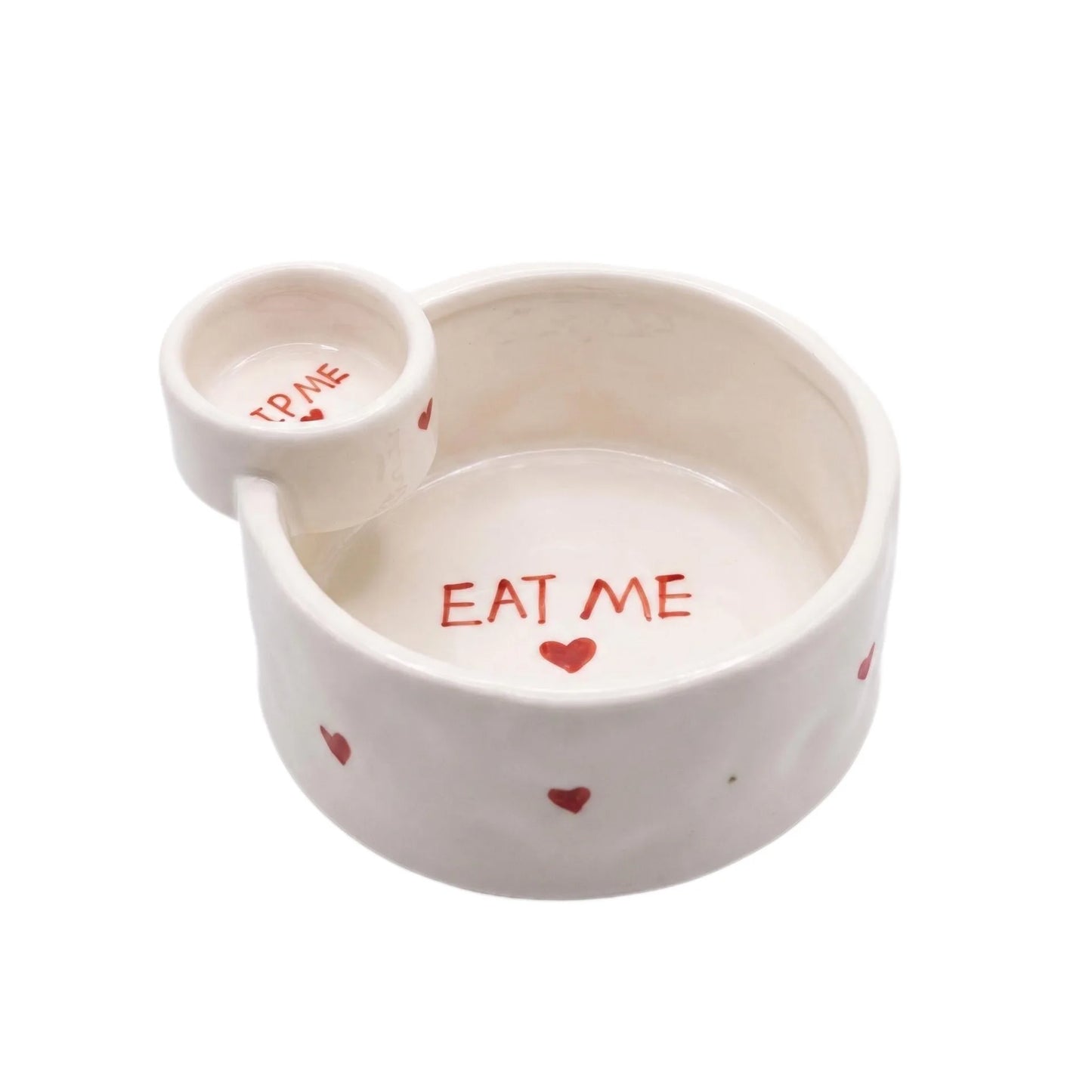 Ceramic Snack & Dip Bowl with Side Plate – Chips, Fries & Sauce Serving Dish