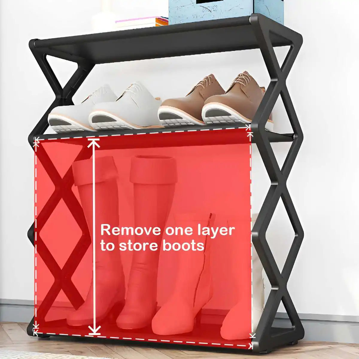 4-Tier X-Shaped Shoe Rack – Space-Saving Storage Organiser