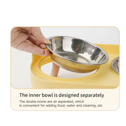 Colourful Stainless Steel Double Pet Bowl – Food & Water Feeding Station for Cats & Dogs